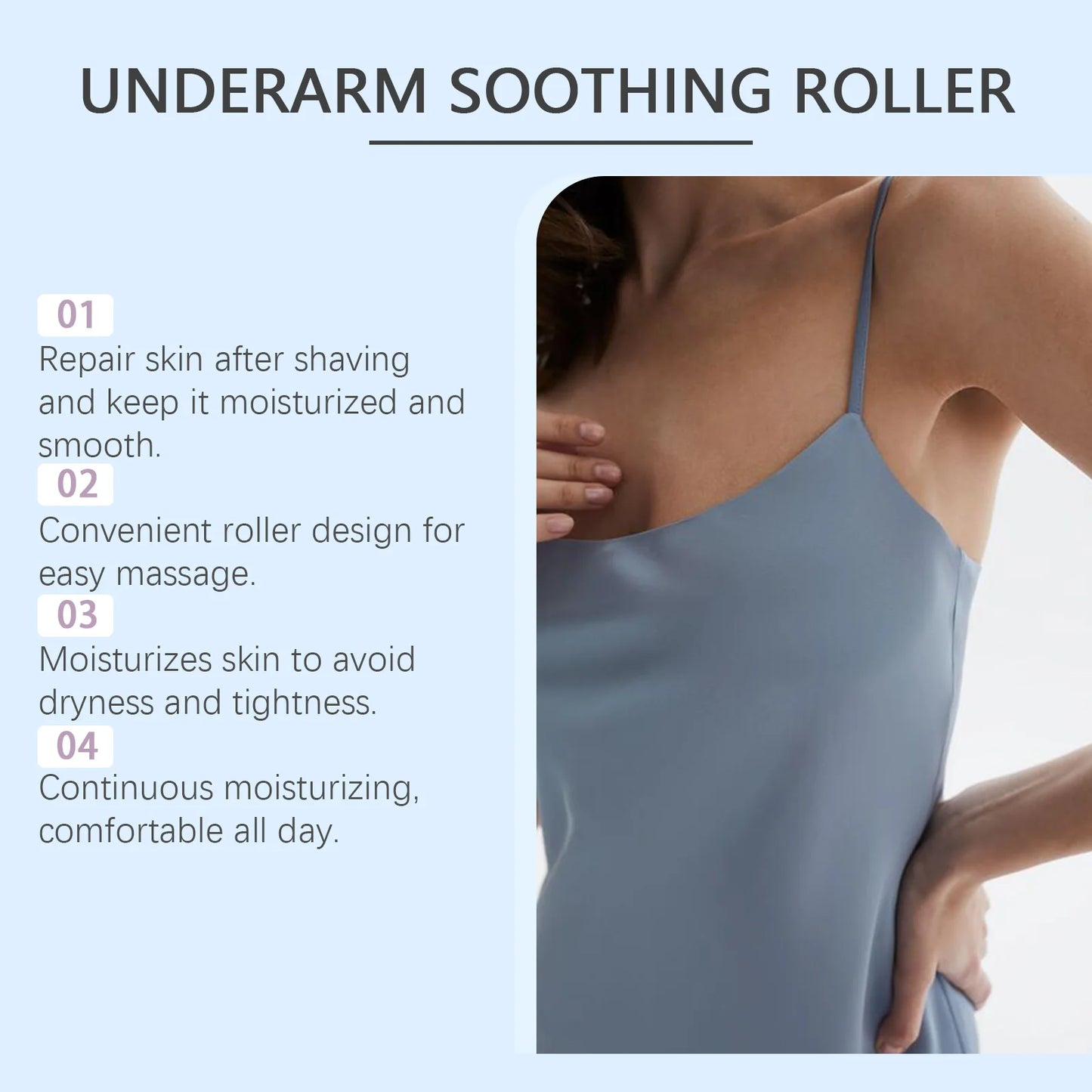 -Free Shipping!!!- Underarm After Shave Soothing Roller Moisturizing Relieve Armpit Skin Pain Discomfort Reduce Redness Improve Dullness Quick-Dry
